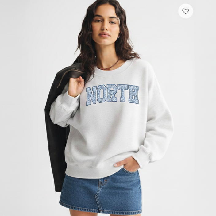 Floral Varsity “NORTH” Crewneck Sweatshirt