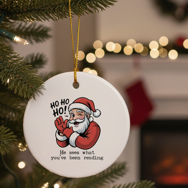 “He Sees What You’ve Been Reading” Ornament