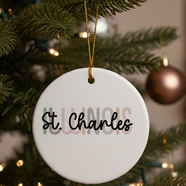 Custom Hometown Illinois Ornament