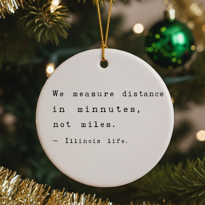 We Measure Distance in Minutes, Not Miles Ornament – Illinois Life Humor