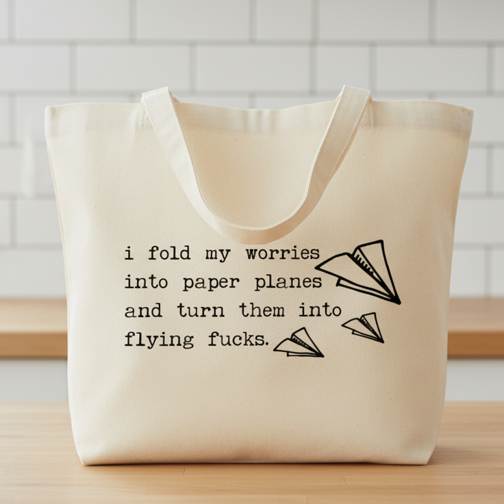 “Paper Planes &amp; Flying F*cks” Canvas Tote Bag