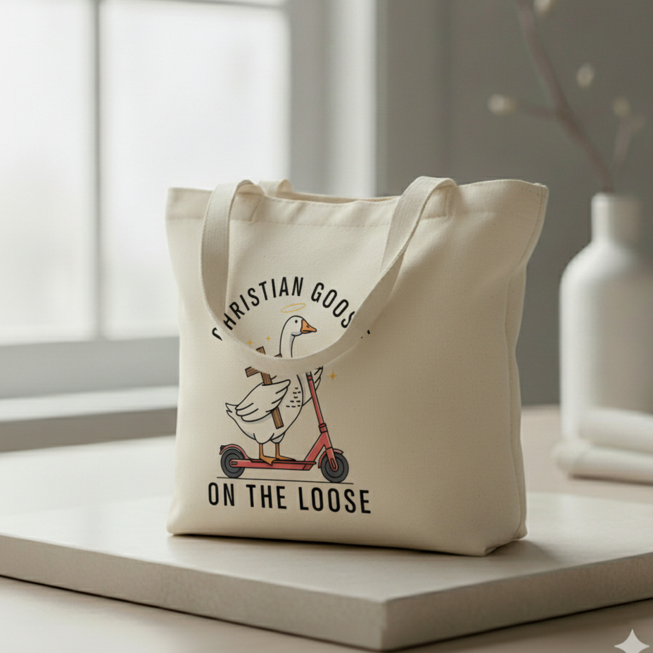 Christian Goose on the Loose Tote Bag – Faith &amp; Fun Canvas Bag
