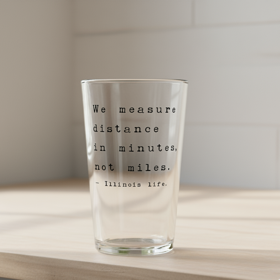 Illinois LIfe - We Measure Distance in Minutes Pint Glass