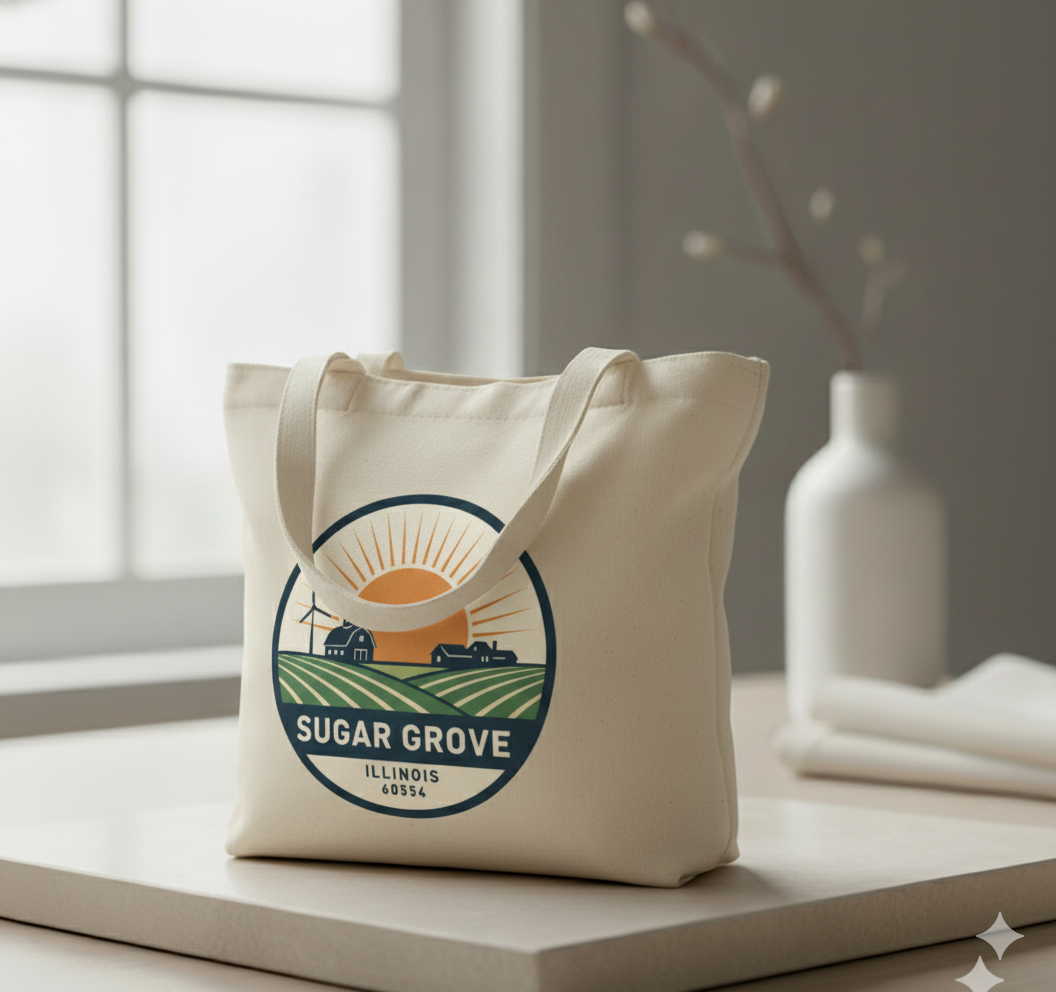 Sugar Grove Hometown Canvas Tote Bag – 13" x 15"