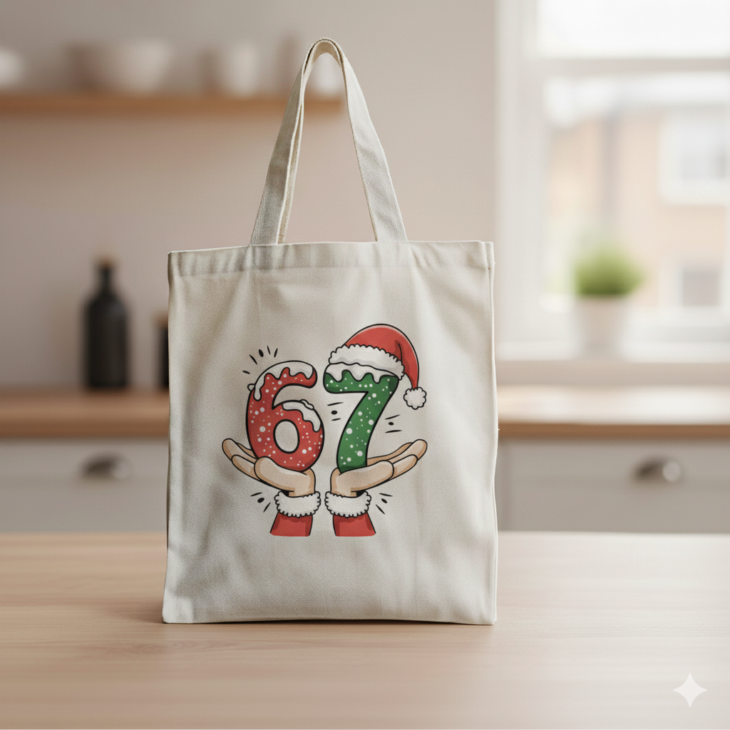 Funny “6–7” Christmas Tote Bag – Trendy Holiday Humor Gift