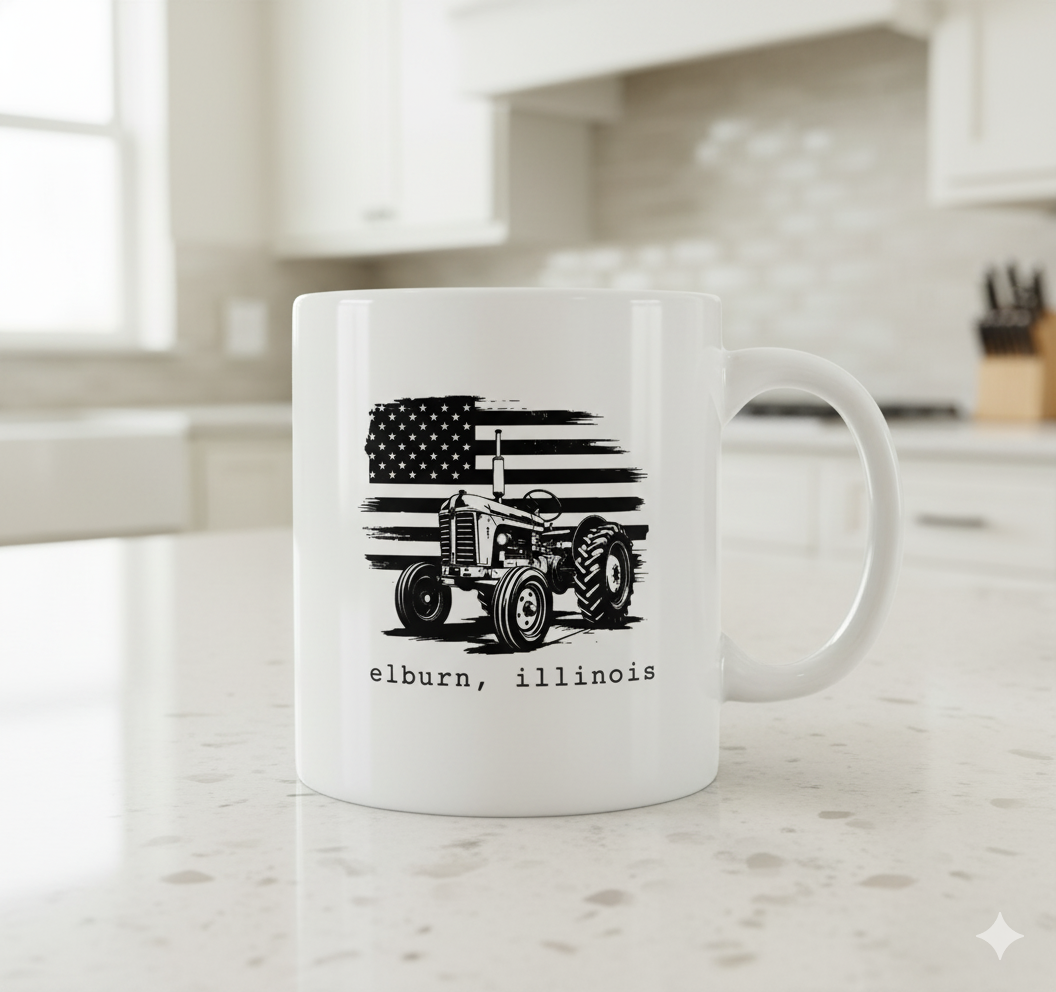 Custom Town Flag & Tractor Coffee Mug