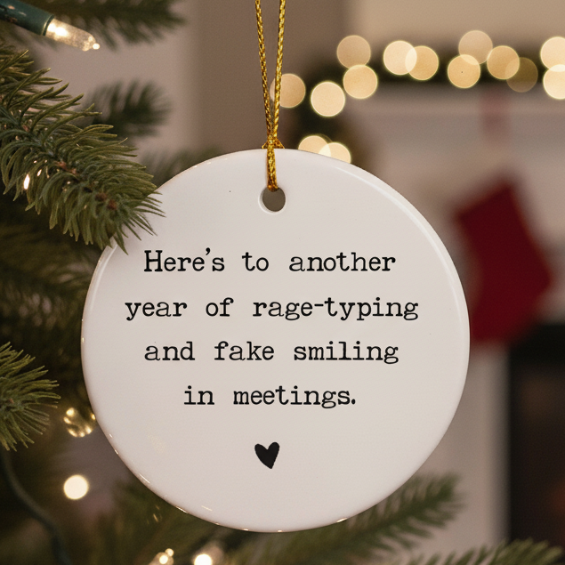 “Rage-Typing and Fake Smiling” - Coworker Ornament