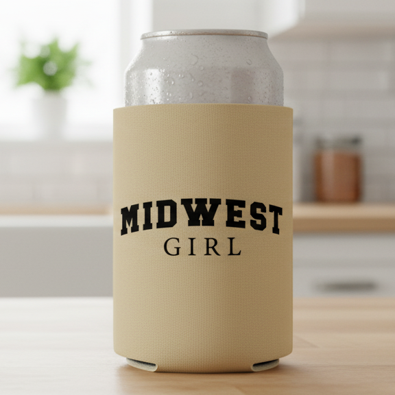 Midwest Girl Can Koozie – Retro Varsity Style