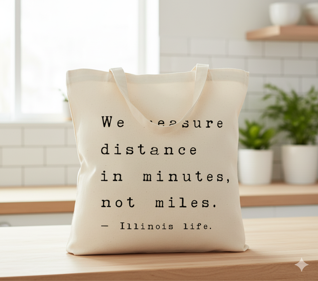 Illinois Life - Distance in Minutes, Not Miles Tote Bag