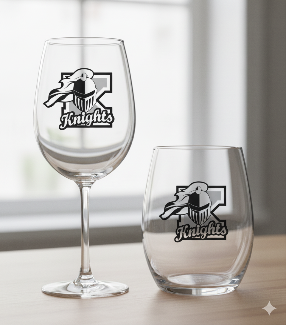 Kaneland Knights Wine Glass