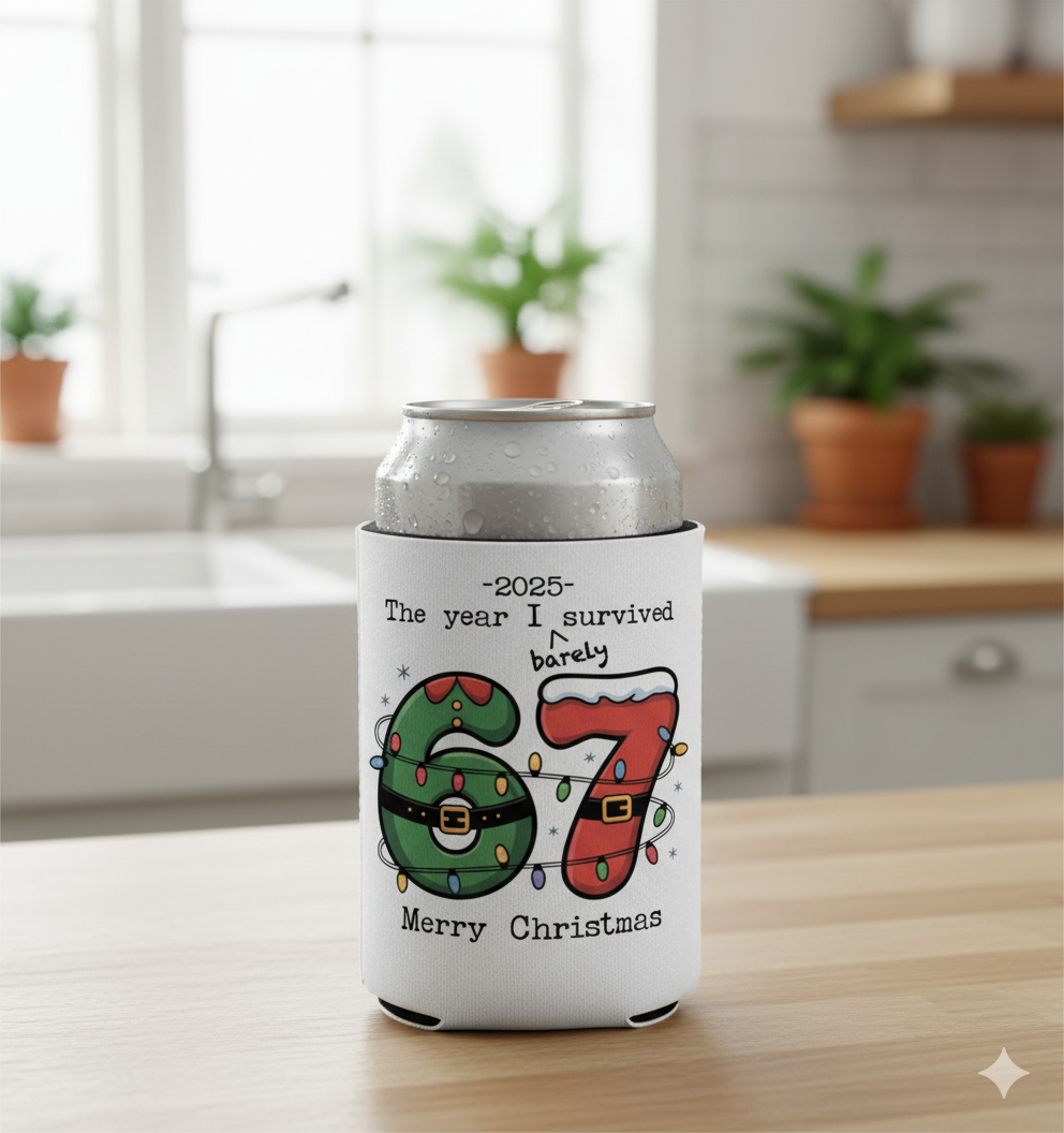 2025 Barely Survived “6 – 7” Christmas Can Koozie