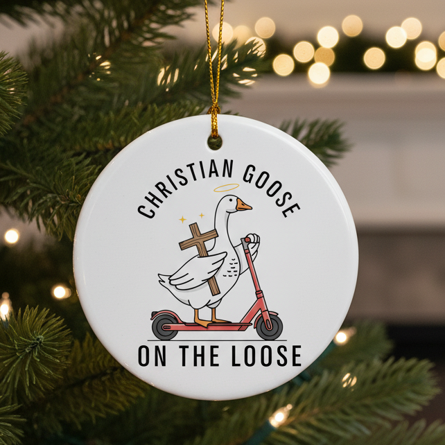 Christian Goose on the Loose Ornament