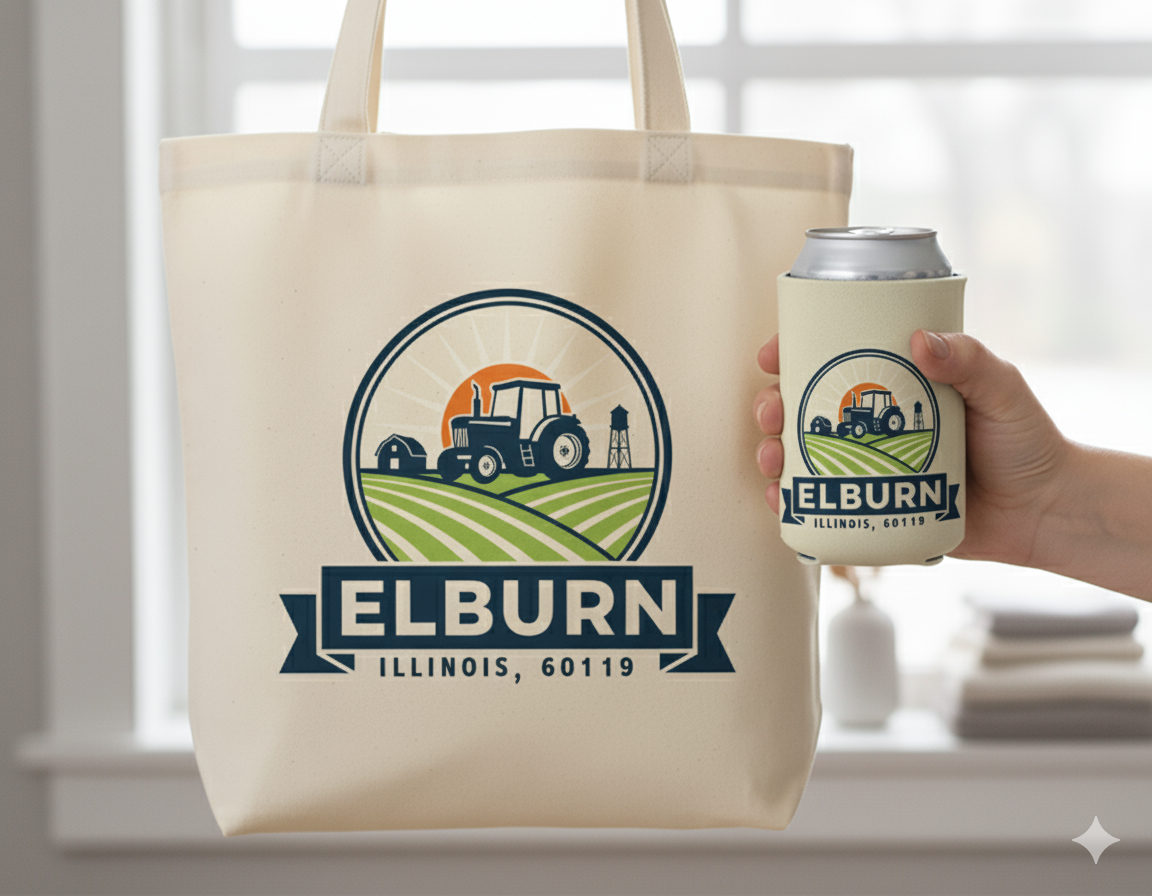 Elburn Hometown Canvas Tote Bag – 13" x 15"