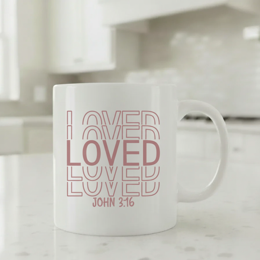 “Loved – John 3:16” Inspirational Christian Mug