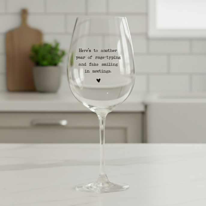 “Rage-Typing &amp; Fake Smiling” Co-Worker Wine Glass