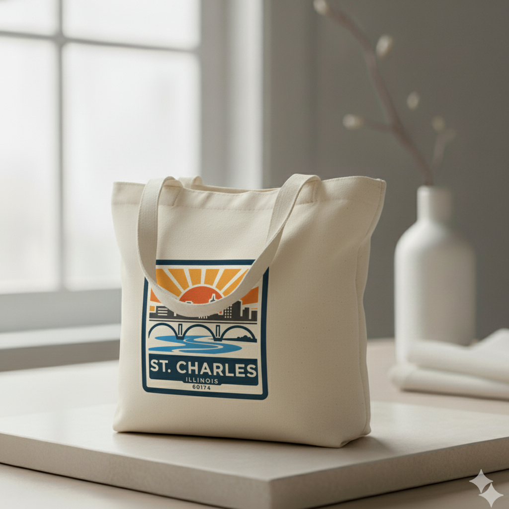 St. Charles Hometown Canvas Tote Bag – 13" x 15"