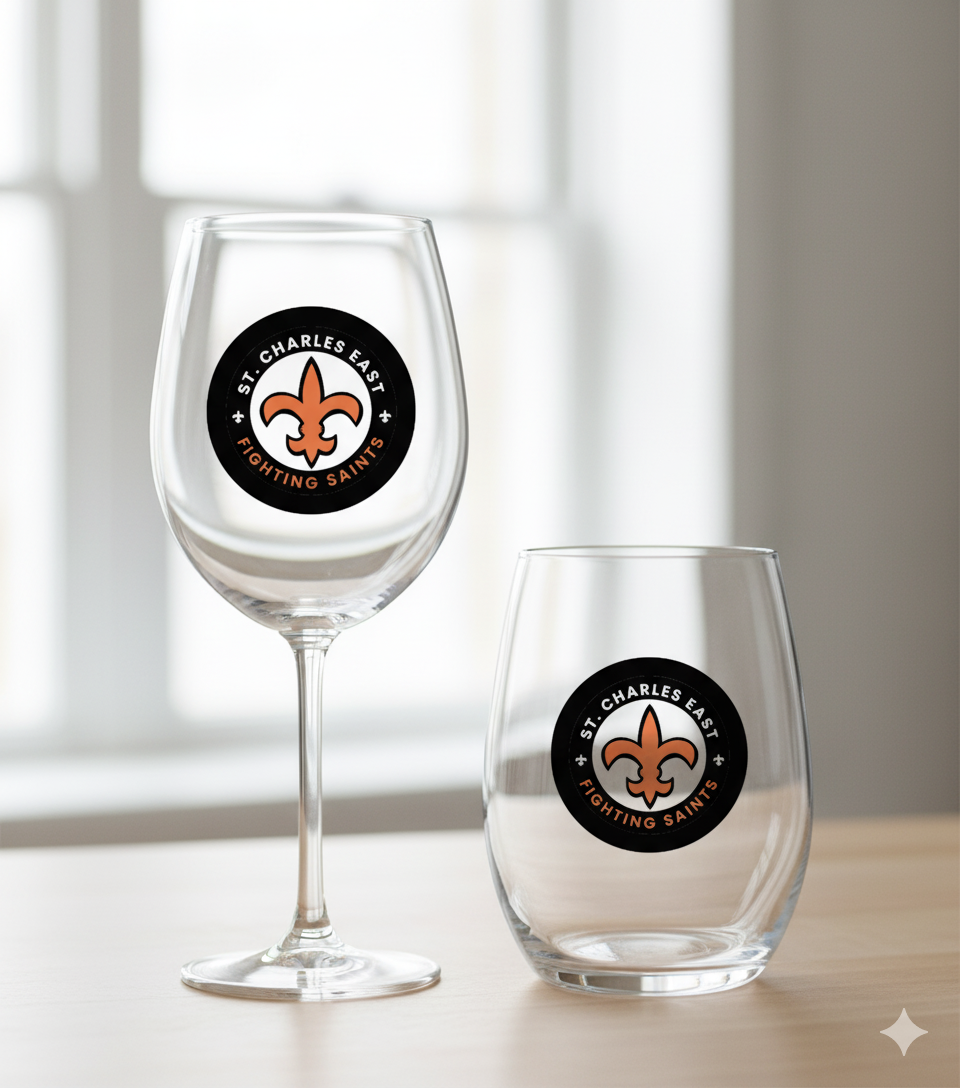St. Charles East Fighting Saints Wine Glass