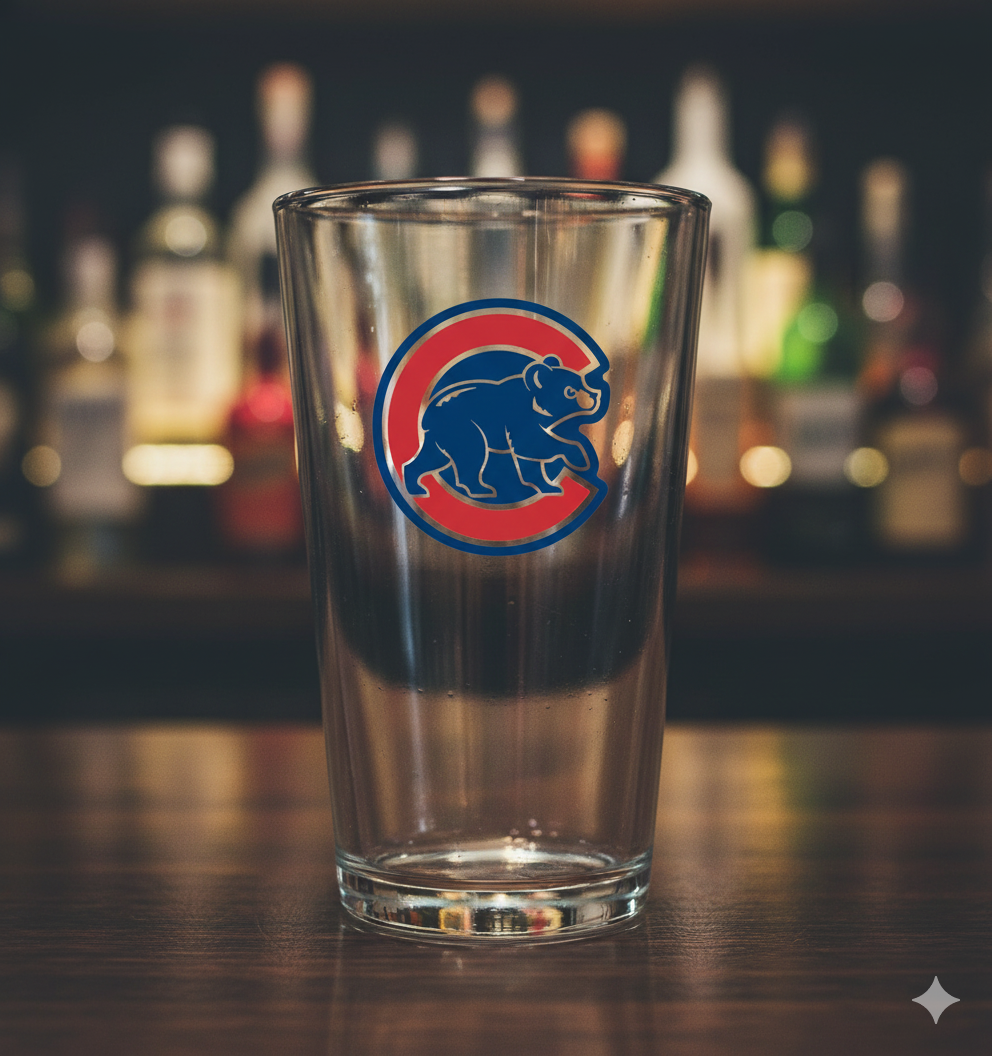 Chicago Cubs Baseball Pint Glass