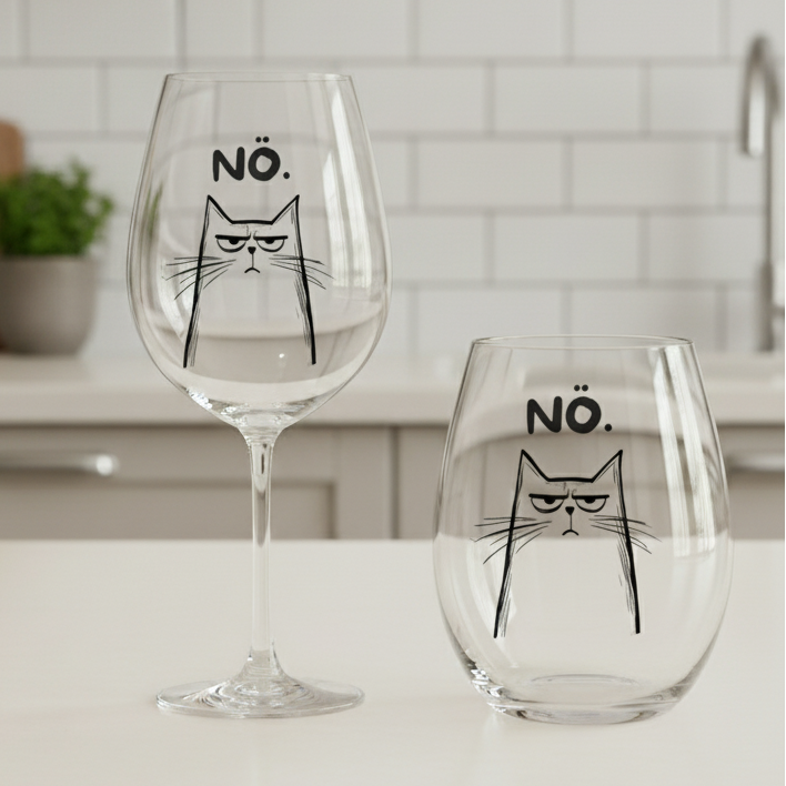 NÖ Cat Wine Glass