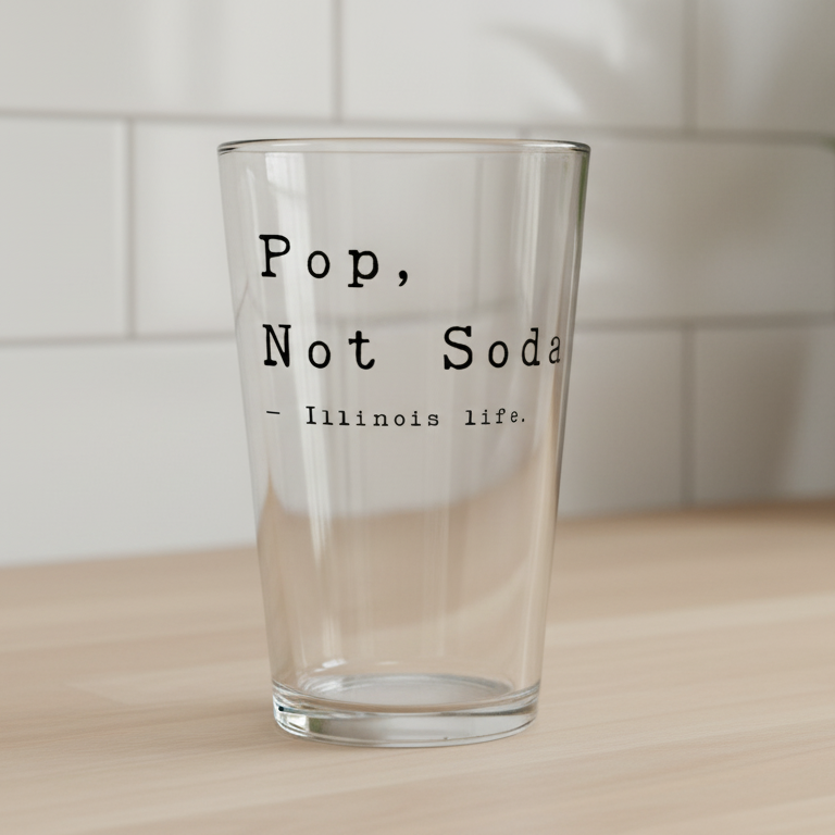 Illinois LIfe - Pop, Not Soda Pint Glass