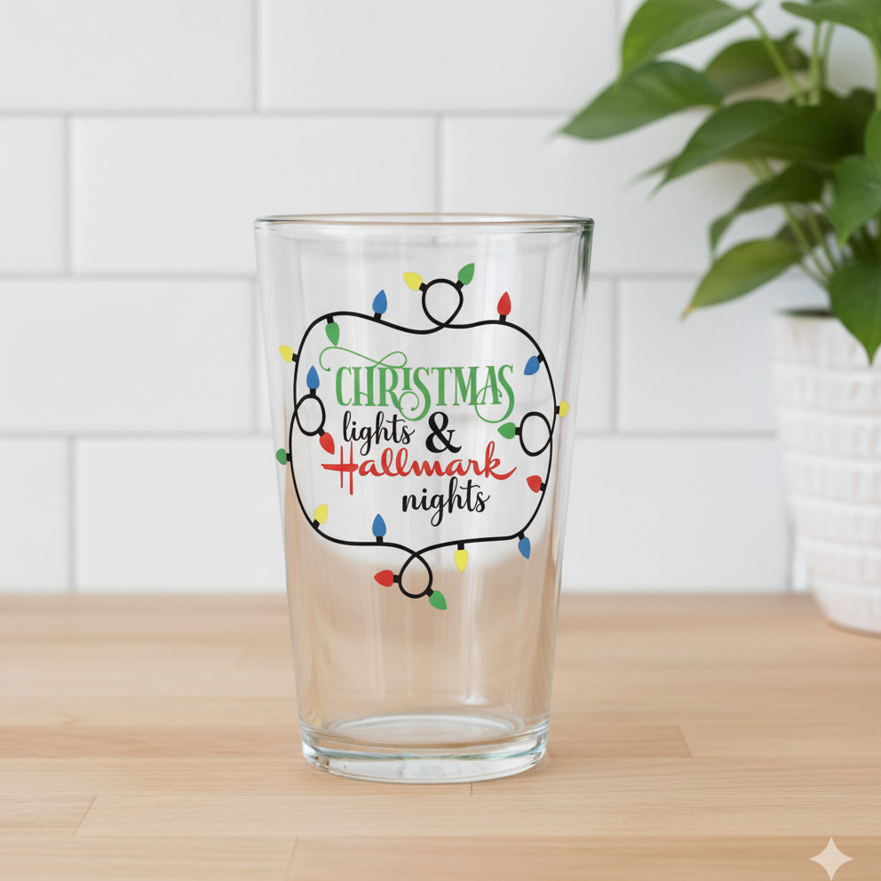 Christmas Lights &amp; Hallmark Nights Pint Glass