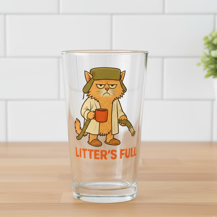 “Litter’s Full” Funny Cat Pint Glass