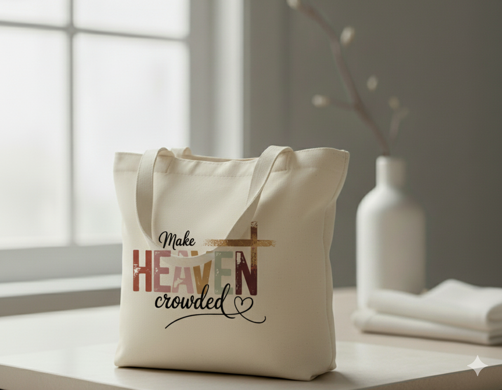 Make Heaven Crowded Tote Bag – Faith-Inspired Canvas Bag