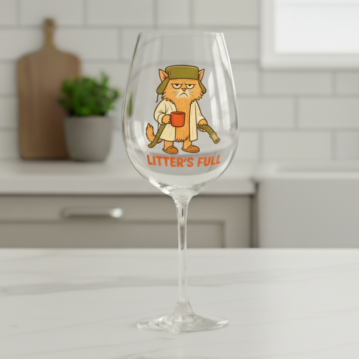 “Litter’s Full” Wine Glass