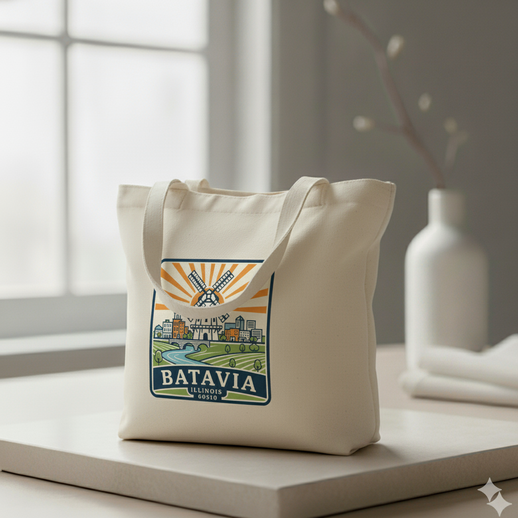 Batavia Hometown Canvas Tote Bag – 13" x 15"