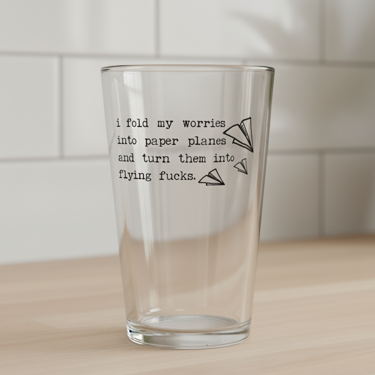 Flying F*cks Paper Plane Pint Glass