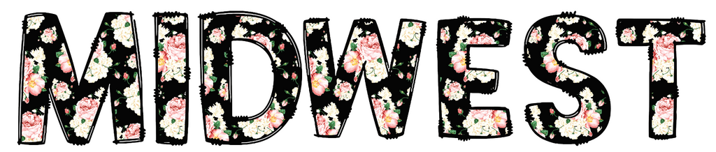 Black Floral “MIDWEST” Canvas Tote Bag