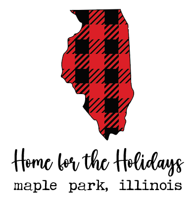 “Home for the Holidays” Buffalo Plaid Illinois Ornament – Custom Town Edition