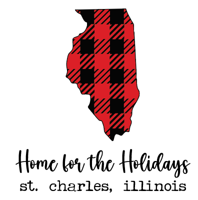 “Home for the Holidays” Buffalo Plaid Illinois Ornament – Custom Town Edition