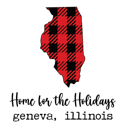 “Home for the Holidays” Buffalo Plaid Illinois Ornament – Custom Town Edition