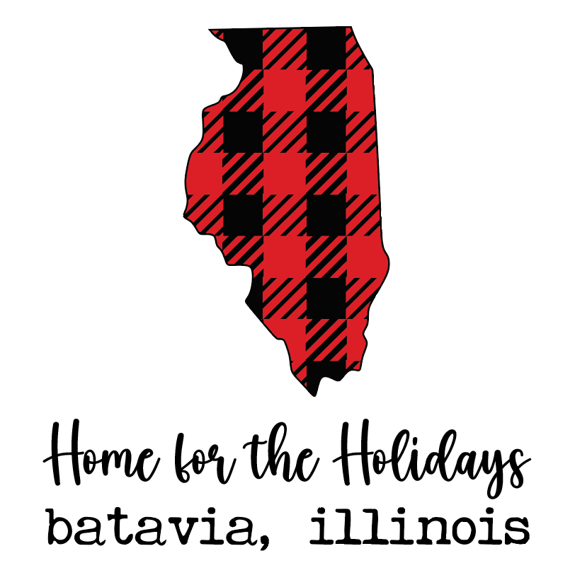 “Home for the Holidays” Buffalo Plaid Illinois Ornament – Custom Town Edition